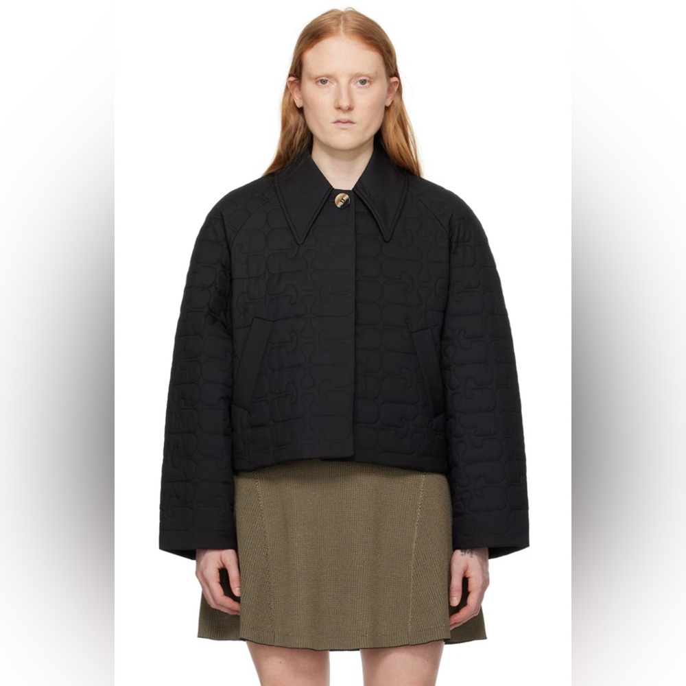 Ganni Black Logo Quit Jacket